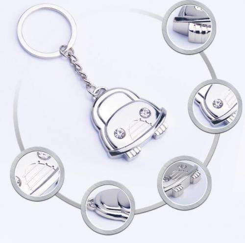Silver Car keychain with rhinestore