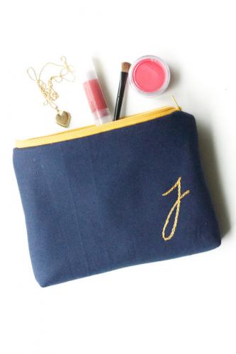 Embroidery Logo Portable Nylon Pencil Bag
