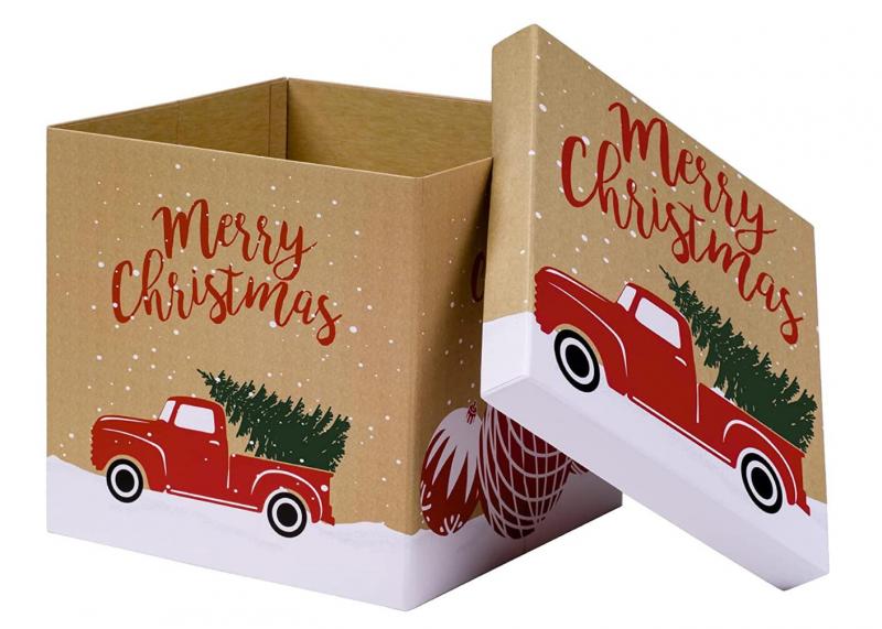 Red Truck with Christmas Tree Design Gift Box