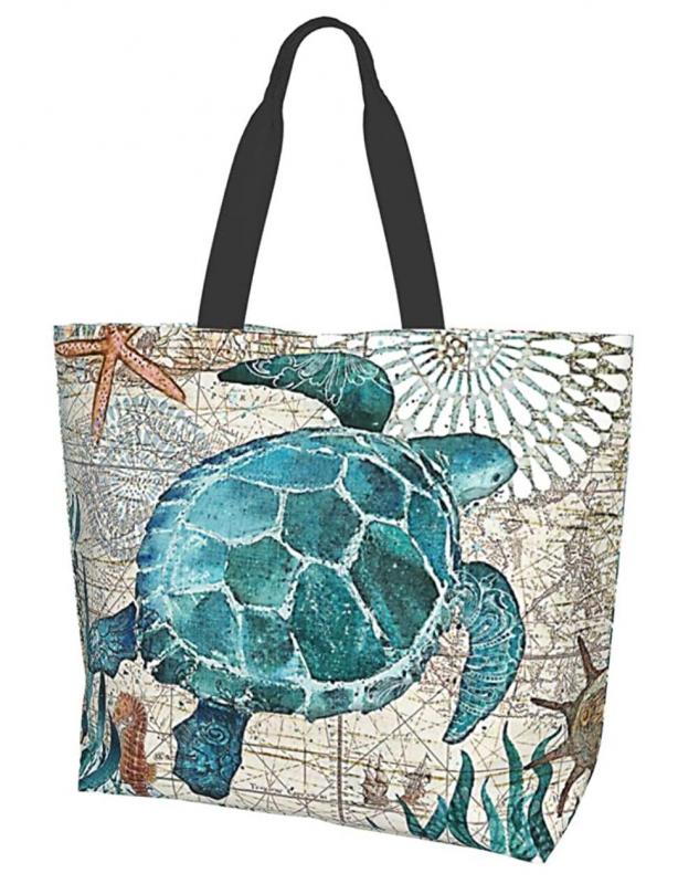 Blue Sea Turtle Tote Bag
